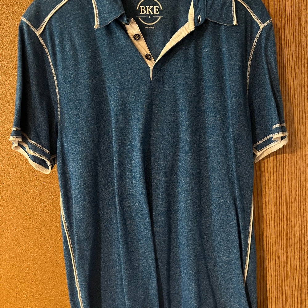 BKE Men's Blue Polo with White Trim